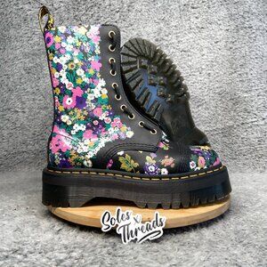 Dr. Martens Sinclair High Floral Platform Boots Size 8 Women Black